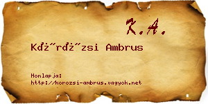 Körözsi Ambrus névjegykártya